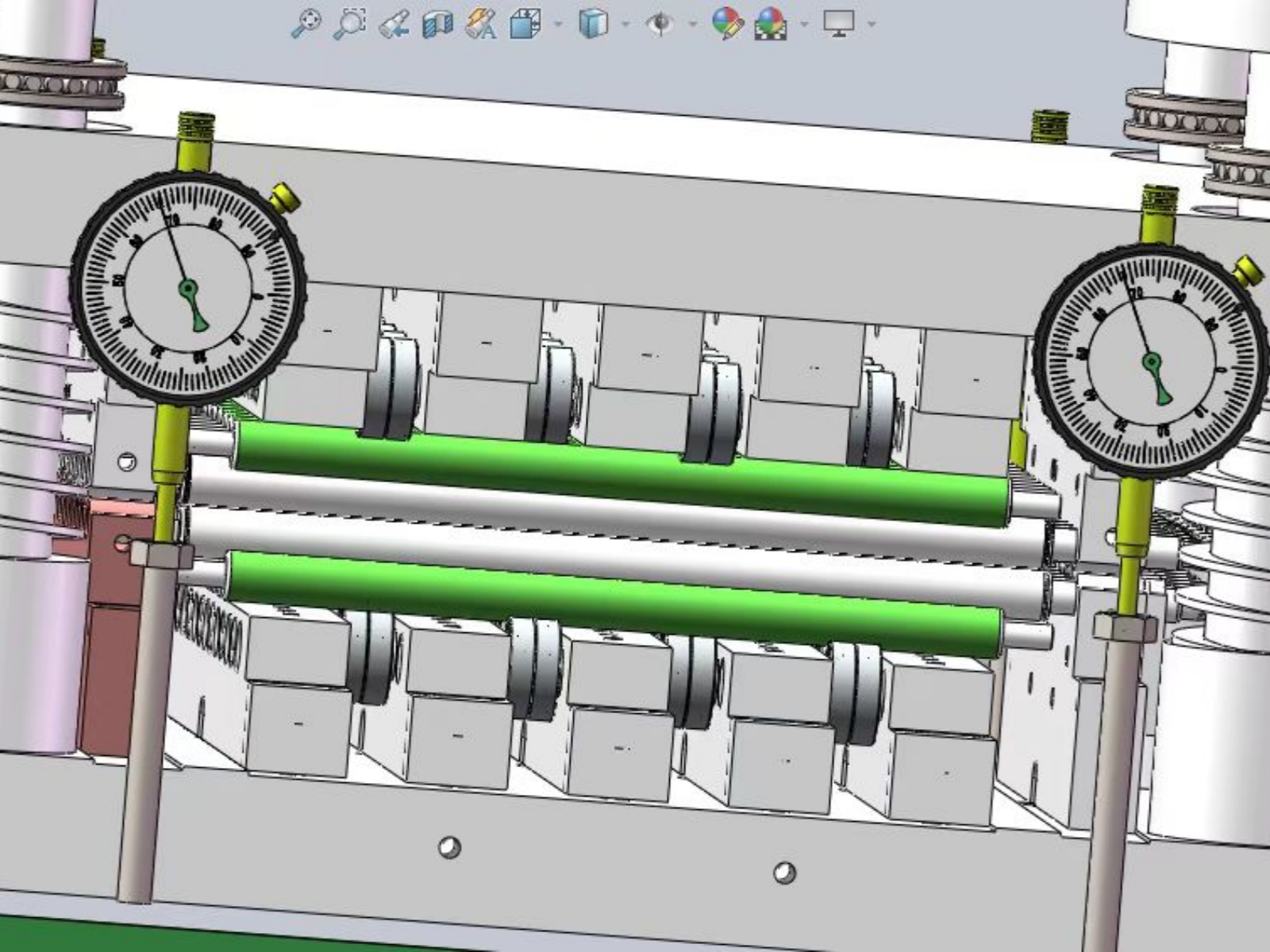 Estructura de soporte 6-Hi para estabilidad de rodillos en niveladora de precisión